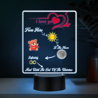 Couples Led Night Lamp Gift Item for Wedding, Anniversary, Birthday & Valentine's Day Romantic Gift for Couples Multicolored Light (I Love You)